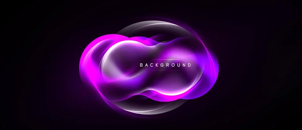 Abstract purple waves form flowing shape. Dark background emphasizes luminous Illustrazione stock