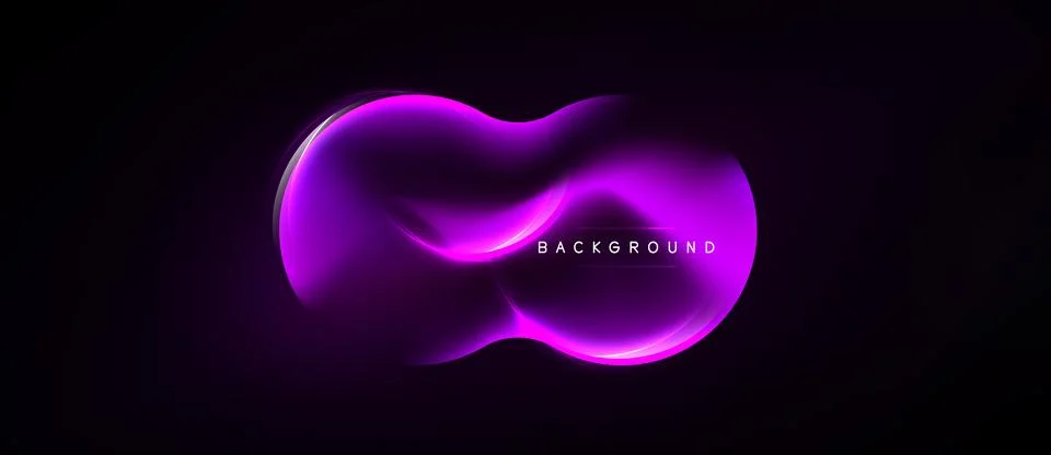 Abstract purple waves form infinity symbol. Dark background enhances glowing Stock Illustration