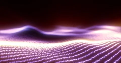 Abstract purple waves from glowing particles and lines futuristic hi-tech bac Stock Illustration