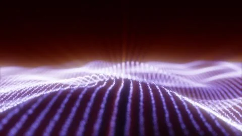 Abstract purple waves from glowing particles and lines futuristic hi-tech b.. Stock Illustration