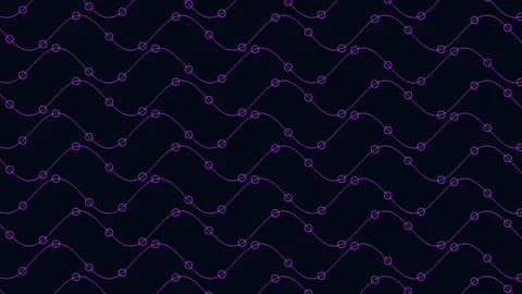 Abstract purple wavy line pattern background with connected nodes, seamless Stock Footage 333782919