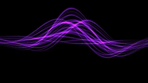 Abstract Purple Wavy Lines on Black Background - Dynamic Digital Waveform A.. Stock Footage 339310966