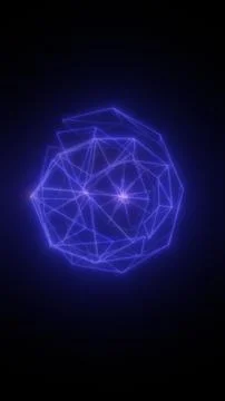 Abstract purple wireframe sphere with polygonal glowing lines, digital netw.. Illustrazione stock