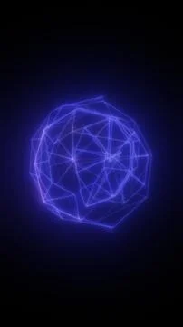 Abstract purple wireframe sphere with polygonal glowing lines, digital netw.. イラスト素材