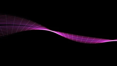 Abstract purple wireframe wave flowing smoothly across black background in .. Vidéo 345897114