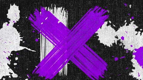 Abstract purple x mark on grunge canvas Vidéo 328706113