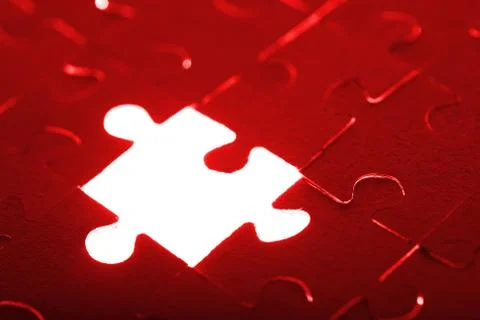 Abstract puzzle background with one missing piece Foto stock