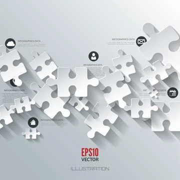 Abstract puzzle infographic. Cloud computing background. Illustrazione stock