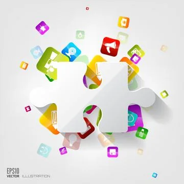 Abstract puzzle infographic. Cloud computing background. Stock Illustration
