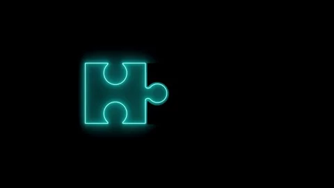 Abstract puzzle loop circle animation with showing and then disapear icons w Video stock 246679067