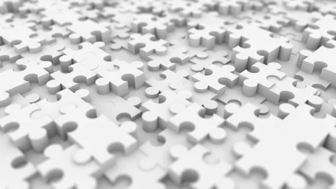 Abstract puzzles are continuously moving. Depth of field. Seamless loop. Stock Footage 125895613