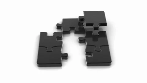 Abstract puzzles stacked on background putting down one piece. Finishing, Stock-Footage 336248514