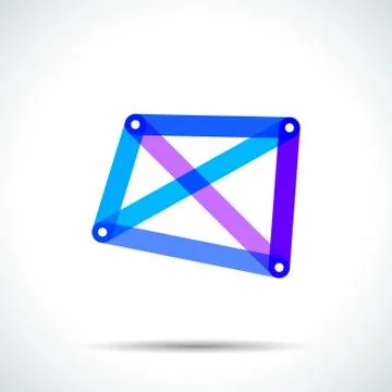 Abstract pyramid logo with intersecting transparent lines Stock Illustration