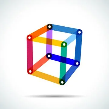 Abstract pyramid logo with intersecting transparent lines Stock Illustration