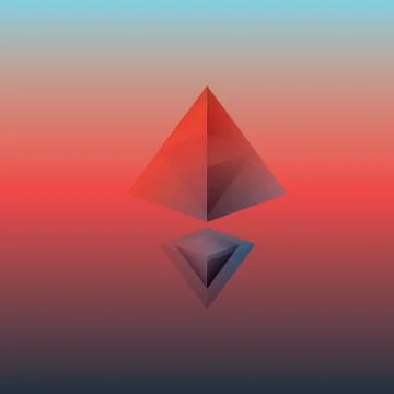 Abstract pyramid vector 3d background illustration. Floating polygonal shape on Stock Illustration
