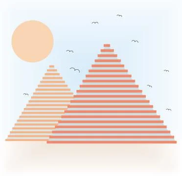 Abstract pyramids in desert Stock Illustration