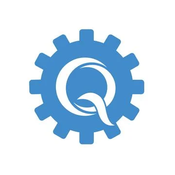 Abstract Q Gear Engineering Logo design Stock Illustration