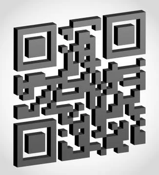 Abstract qr code visually 3d effect vector illustration Illustrazione stock