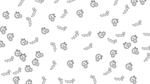 Abstract Quality Assurance Icon Pattern Background with Timers and Progress Stock Footage 346186174