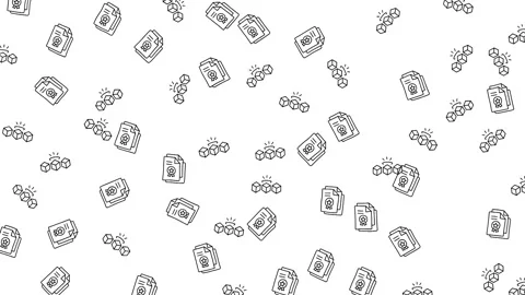 Abstract Quality Assurance Pattern with Certification and Product Line Icons Stock Footage 346186167