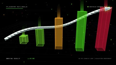 Abstract Quantum Ascent Infinite Financial Horizon 4K Seamless Motion Loop Stock Footage 343699234
