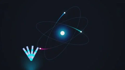 Abstract quantum atomic structure concept animation, electrons revolving ar.. Stock Footage 341292394