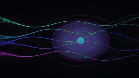 Abstract Quantum Particle Vortex with Purple Light Trails and Data Flow 2 Stock Footage 334632600