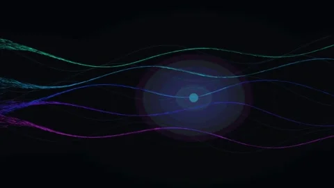 Abstract Quantum Particle Vortex with Purple Light Trails and Data Flow Stock Footage 334632609