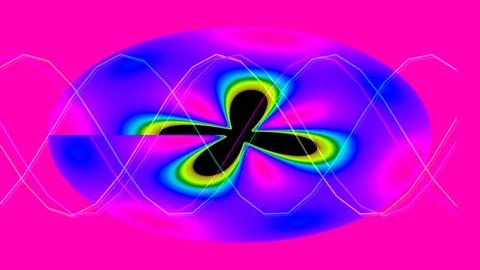 Abstract quantum physics visualization with glowing energy waves on deep bl.. Stock Footage 335604229