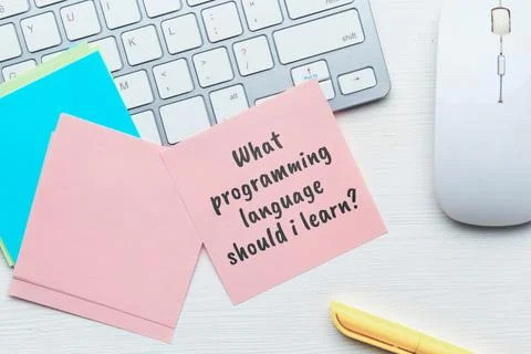 The abstract question of what programming language to learn 스톡 사진