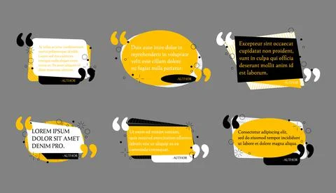 Abstract Quote text box set. Quotation remark frames. Quotes bubble and menti Stock Illustration