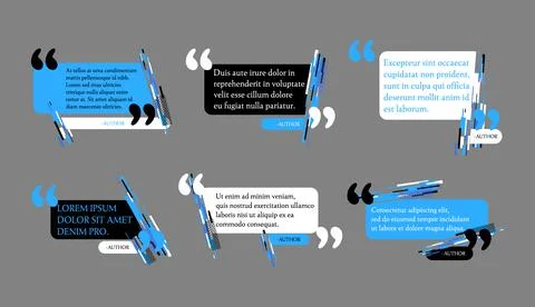 Abstract Quote text box set. Quotation remark frames. Quotes bubble and menti Illustrazione stock