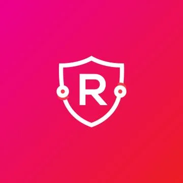 Abstract r logo , r network logo in the shields Stock Illustration