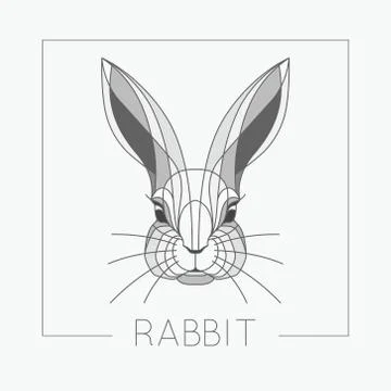 Abstract rabbit emblem icon design with elegant line shapes style Stock Illustration