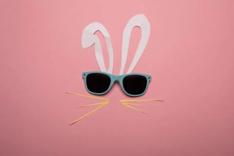 Abstract rabbit on the pink background. Stock Photos