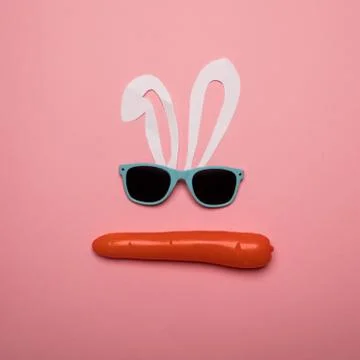 Abstract rabbit on the pink background. Stock Photos