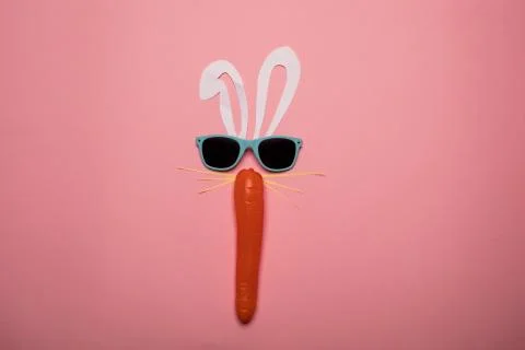 Abstract rabbit on the pink background. Stock Photos