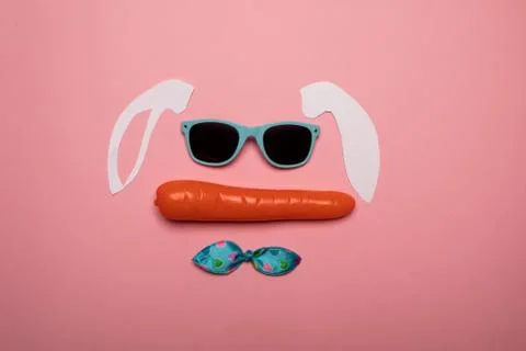 Abstract rabbit on the pink background. Stock Photos