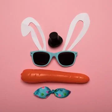 Abstract rabbit on the pink background. Stock Photos