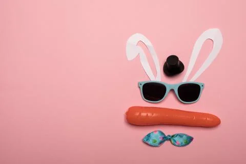 Abstract rabbit on the pink background. Stock Photos