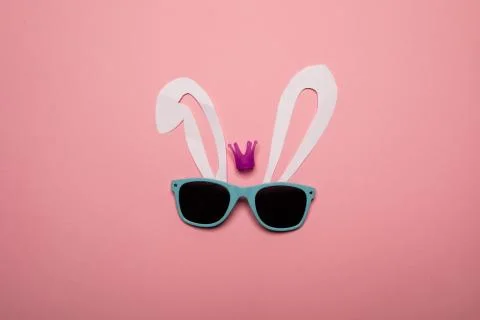 Abstract rabbit on the pink background. Stock Photos
