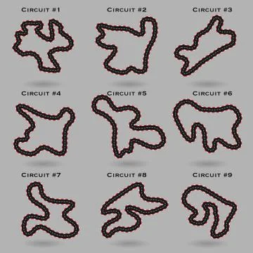 Abstract race track maps set Stock Illustration
