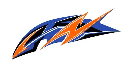 Abstract racing vinyl graphics decal in blue and orange colors Stock Illustration