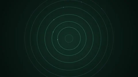 Abstract Radar Interface Displaying Rotating Concentric Digital Circles Stock Footage 339925042
