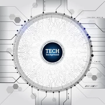Abstract radial circuit texture concept. Hi-tech computer technology on the g Stock Illustration