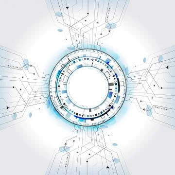 Abstract radial circuit texture concept. Hi-tech computer technology on the g Stock Illustration