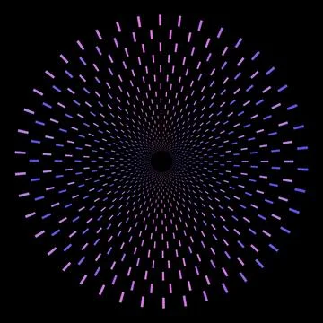Abstract Radial Dashed Circle Pattern on Black Background Stock Illustration