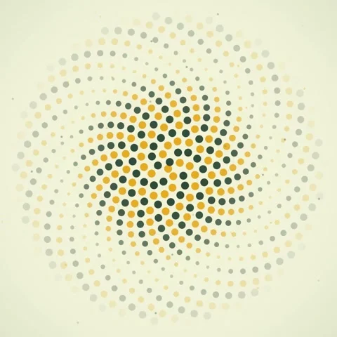 Abstract Radial Dot Pattern Animation, Circular Swirl, Yellow, Gray, Cream .. Stock Footage 347811362
