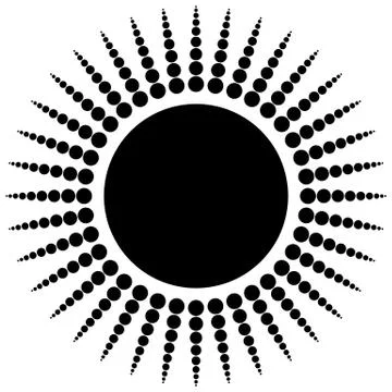 Abstract radial dots element. Radiating dotted lines. Stockillustratie