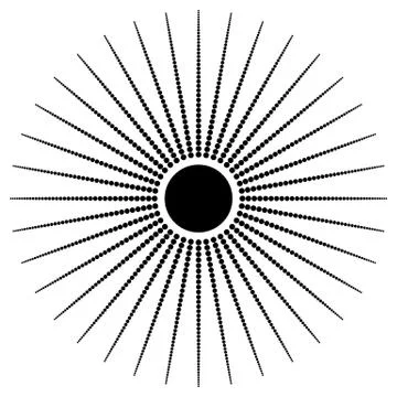Abstract radial dots element. Radiating dotted lines. 스톡 일러스트
